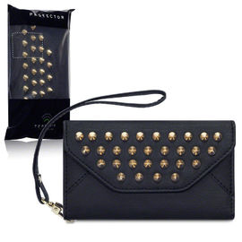 Terrapin Black Trendy Studded Wallet Sony Ericsson Phone Case With Credit Card Slot