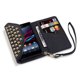 Terrapin Black Trendy Studded Wallet Sony Ericsson Phone Case With Credit Card Slot