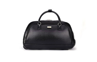 Black PU leather trolley travel bag , businessmen wheeled luggage bags