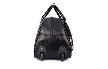 Black PU leather trolley travel bag , businessmen wheeled luggage bags