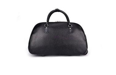 Black PU leather trolley travel bag , businessmen wheeled luggage bags