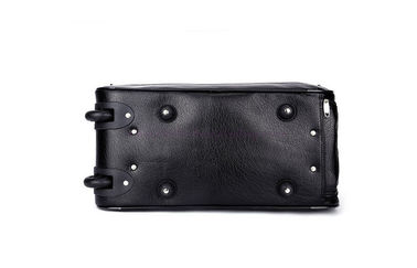 Black PU leather trolley travel bag , businessmen wheeled luggage bags