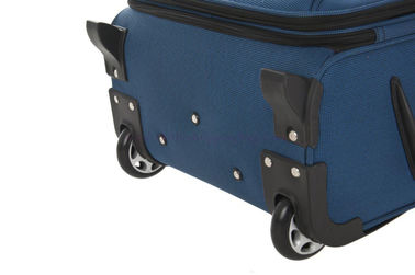 Dark blue trolley travel bag with two adjustable compression straps