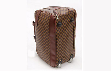 Large Travelling Luggage Bags with Tie Rod Hand Double Use , Brown PU Leather Trolley Bags