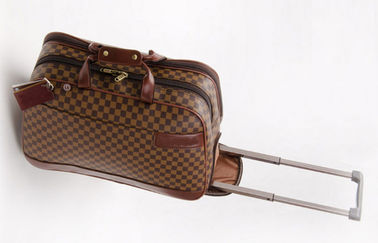 Large Travelling Luggage Bags with Tie Rod Hand Double Use , Brown PU Leather Trolley Bags