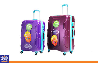 Hard Shell 4 Wheel Travel Luggage Cases , Custom Purple Lightweight Suitcases